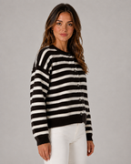 Women's Striped Knit Cardigan - Button Front Relaxed Fit