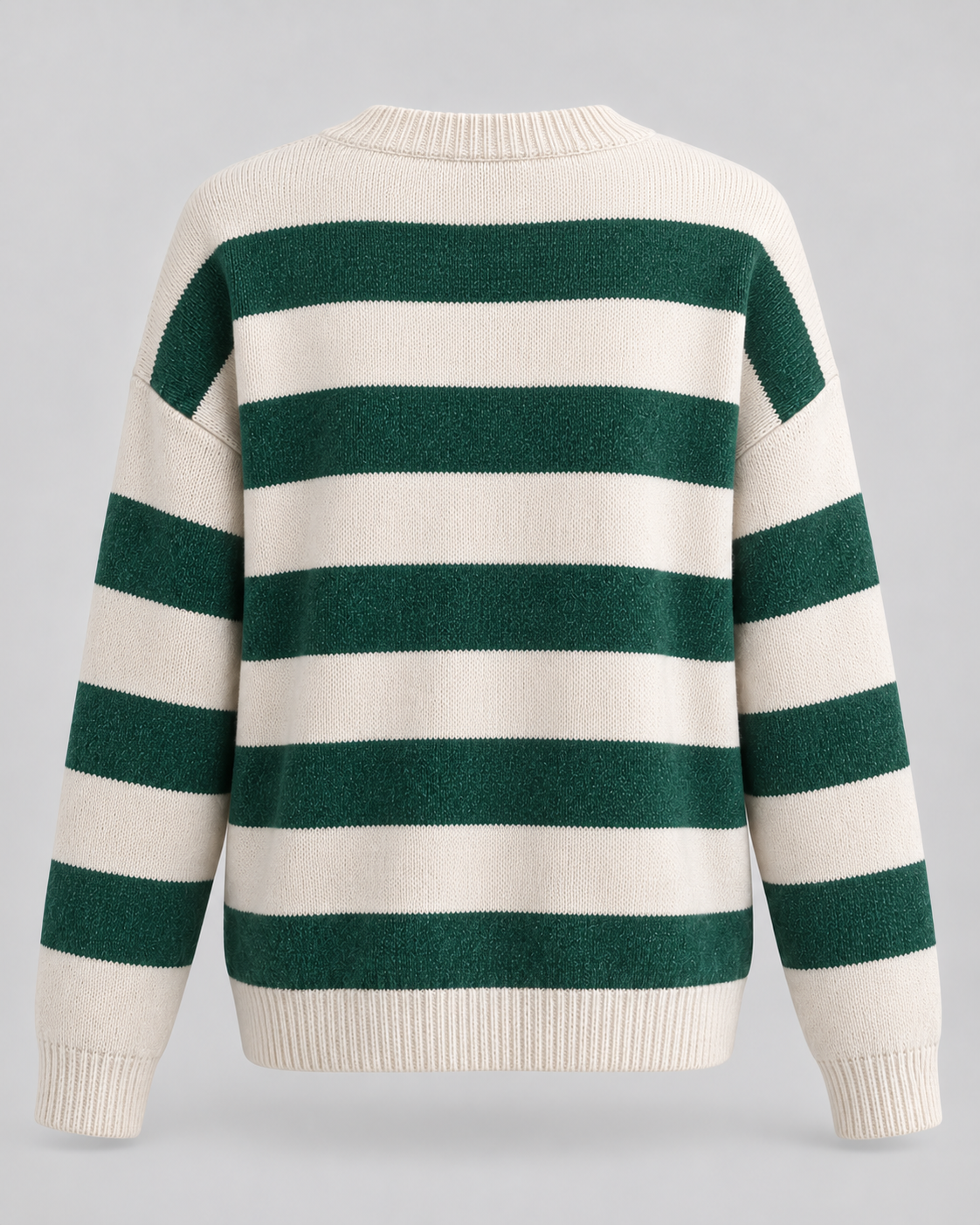 Women's Striped Knit Cardigan - Crew Neck Gold Button Relaxed Fit