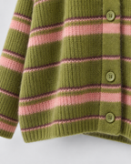 Women's Striped Knitted Cardigan – Button Front Relaxed Fit