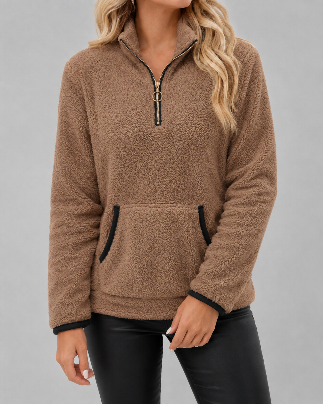 Women's Teddy Fleece Half-Zip Pullover - Funnel Neck