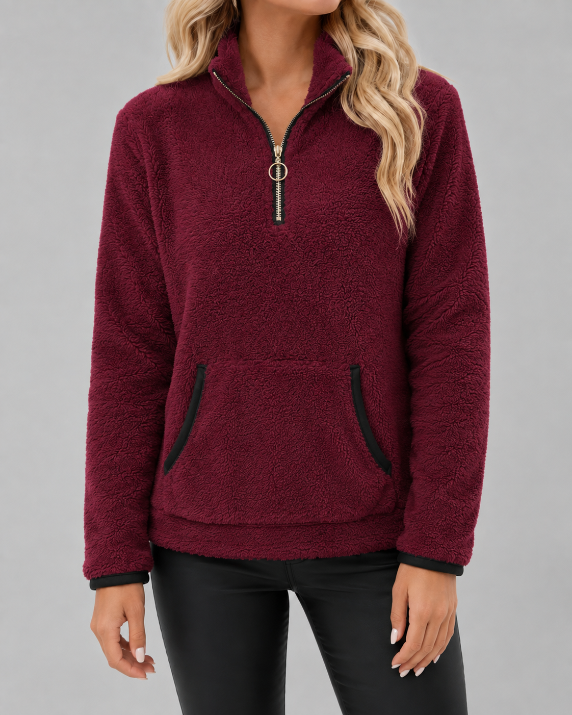 Women's Teddy Fleece Half-Zip Pullover - Funnel Neck