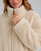 Women's Teddy Jacket - Funnel Neck Zip Front Cropped Fit