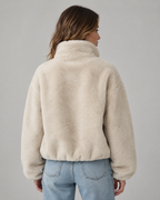 Women's Teddy Jacket - Funnel Neck Zip Front Cropped Fit