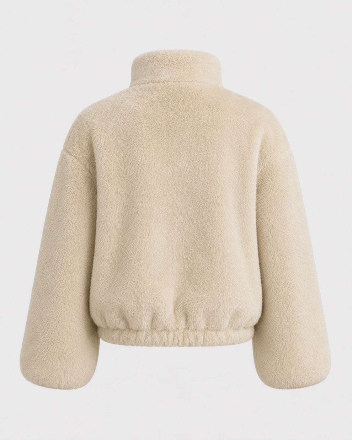 Women's Teddy Jacket - Funnel Neck Zip Front Cropped Fit