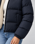 Women's Teddy-Lined Puffer Jacket - Short Quilted Stand Collar