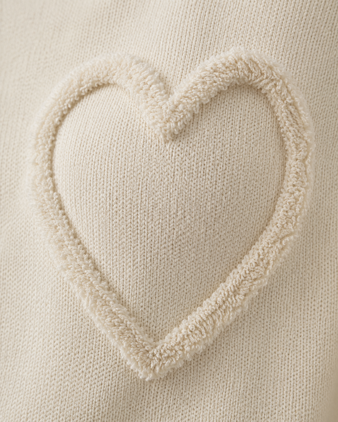 Women's Textured Heart Knit Sweater - Relaxed Drop Shoulder Fit