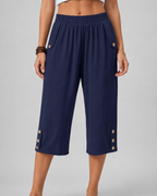 Women's Wide Leg Capri Pants - Elastic Waist Comfort