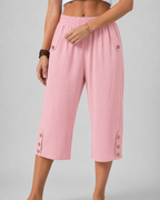 Women's Wide Leg Capri Pants - Elastic Waist Comfort