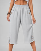 Women's Wide Leg Capri Pants - Elastic Waist Comfort