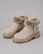 Women's Winter Ankle Boots - Faux Fur Lined Side Zip Lug Sole