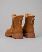 Women's Winter Ankle Boots - Faux Fur Lined Side Zip Lug Sole