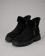 Women's Winter Ankle Boots - Faux Fur Lined Side Zip Lug Sole