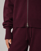 Women's Zip-Up Knit Cardigan Funnel Neck