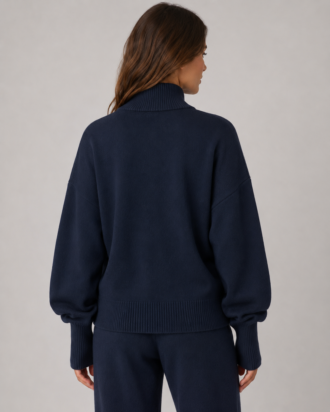Women's Zip-Up Knit Cardigan Funnel Neck
