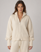 Women's Zip-Up Knit Cardigan Funnel Neck