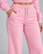 Women's Zip Up Tracksuit Set - Cropped Top Wide Leg Pants